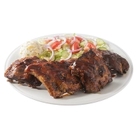 <u>Wordt geserveerd met 10 vers gebakken spareribs, friet, rijst, rauwkorst en saus</u>